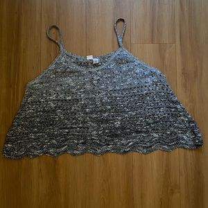 Crochet Grey and Black Tank Top Crop Top